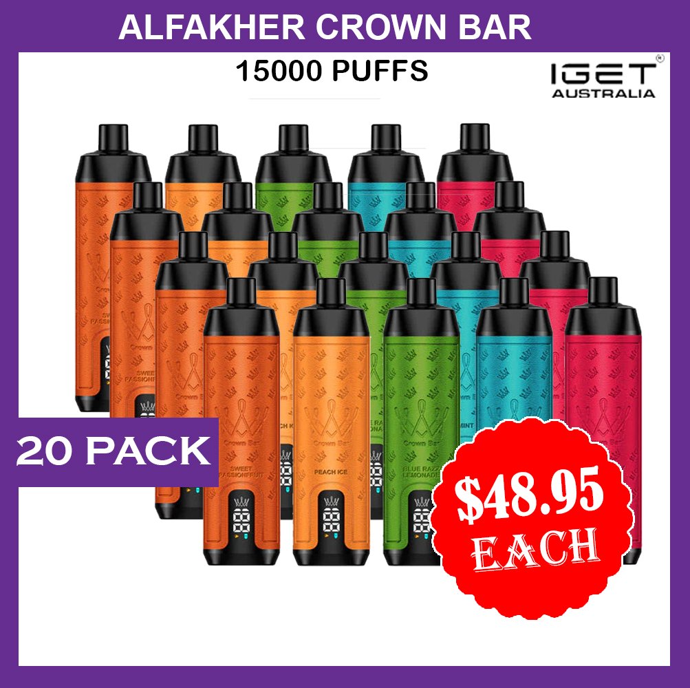 ALFAKHER-CROWN-BAR-150000-PUFFS-20-PACKS.jpg ALFAKHER CROWN BAR – 15000 PUFFS – 20 PACK - Image 1