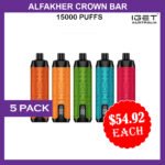 ALFAKHER CROWN BAR – 15000 PUFFS – 5 PACK