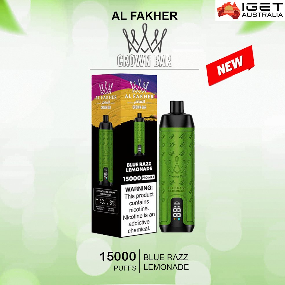 ALFAKHER-CROWN-BAR-BLUE-RAZZ-LEMONADE-160000-PUFFS-2.jpg ALFAKHER CROWN BAR – BLUE RAZZ LEMONADE – 15000 PUFFS - Image 1