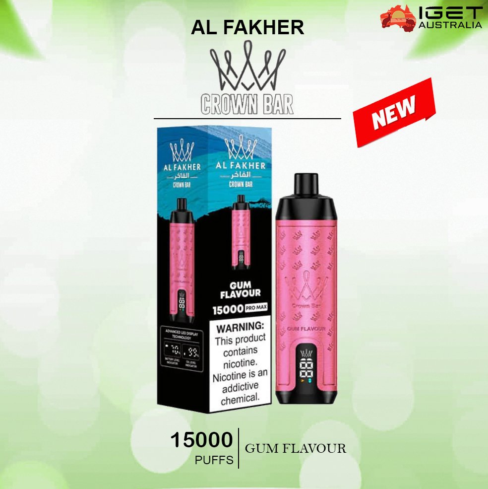 ALFAKHER-CROWN-BAR-GUM-FLAVOUR-150000-PUFFS.jpg ALFAKHER CROWN BAR – GUM FLAVOUR – 15000 PUFFS - Image 1