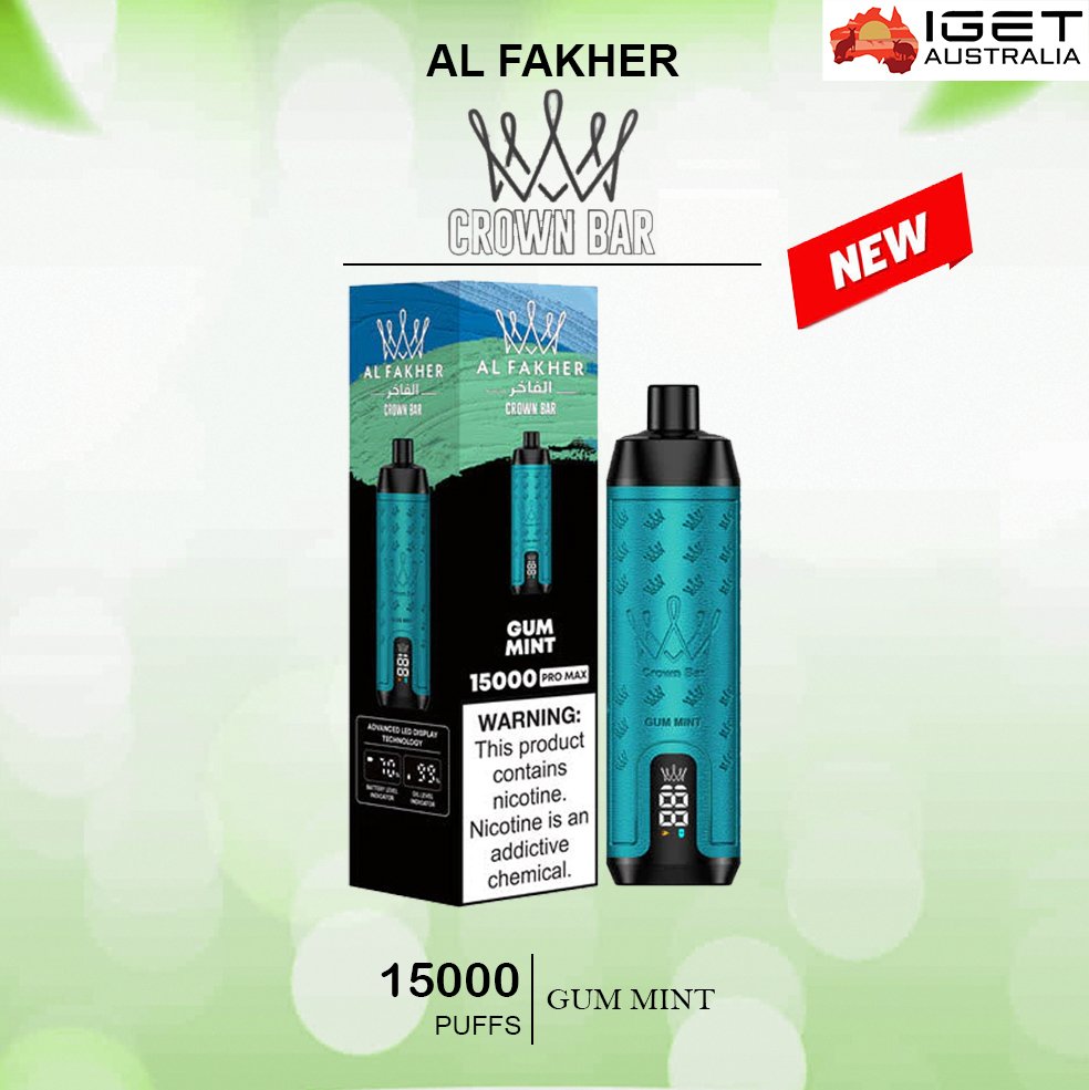 ALFAKHER-CROWN-BAR-GUM-MINT-160000-PUFFS-1.jpg ALFAKHER CROWN BAR – GUM MINT – 15000 PUFFS - Image 1
