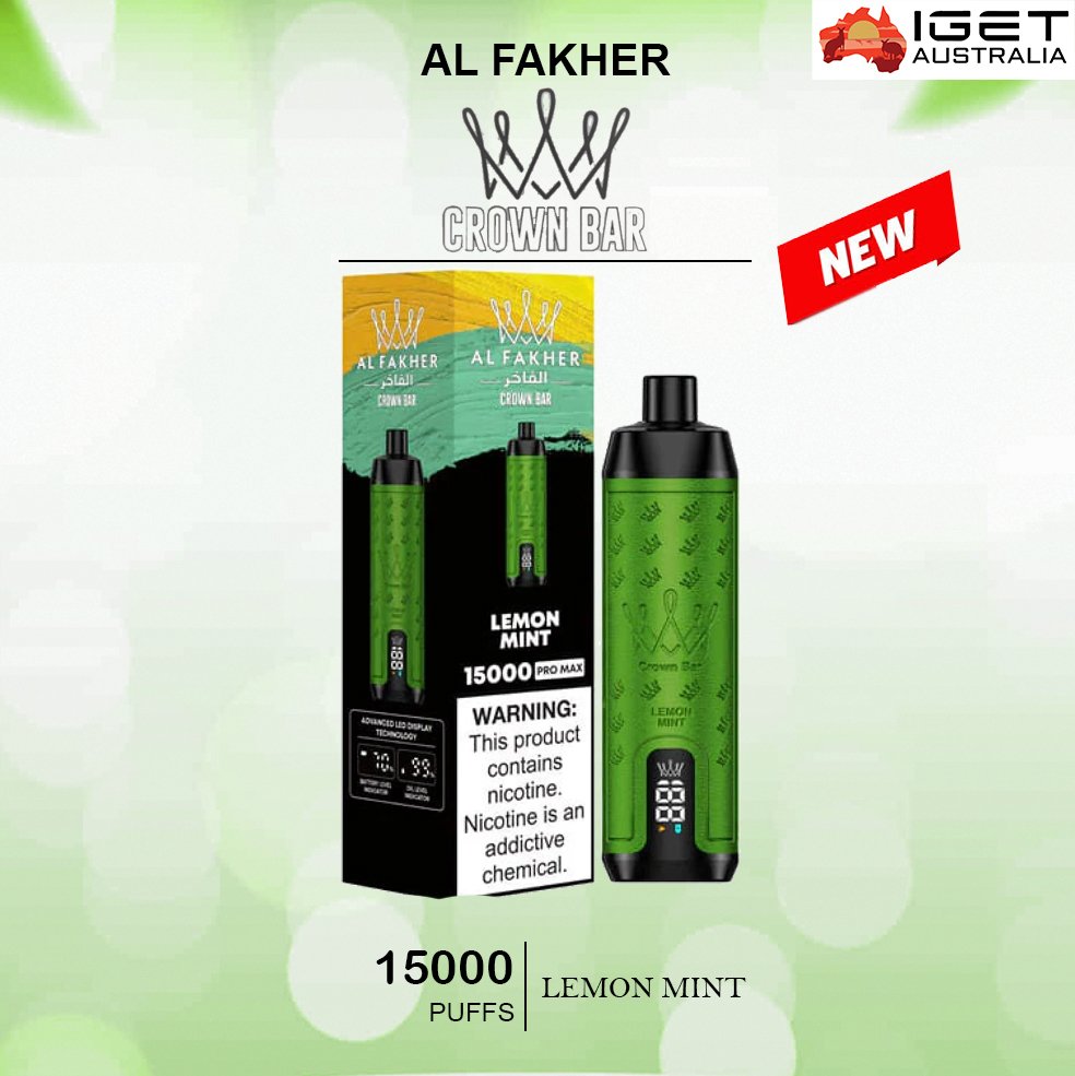 ALFAKHER-CROWN-BAR-LEMON-MINT-150000-PUFFS-1.jpg ALFAKHER CROWN BAR – LEMON MINT – 15000 PUFFS - Image 1