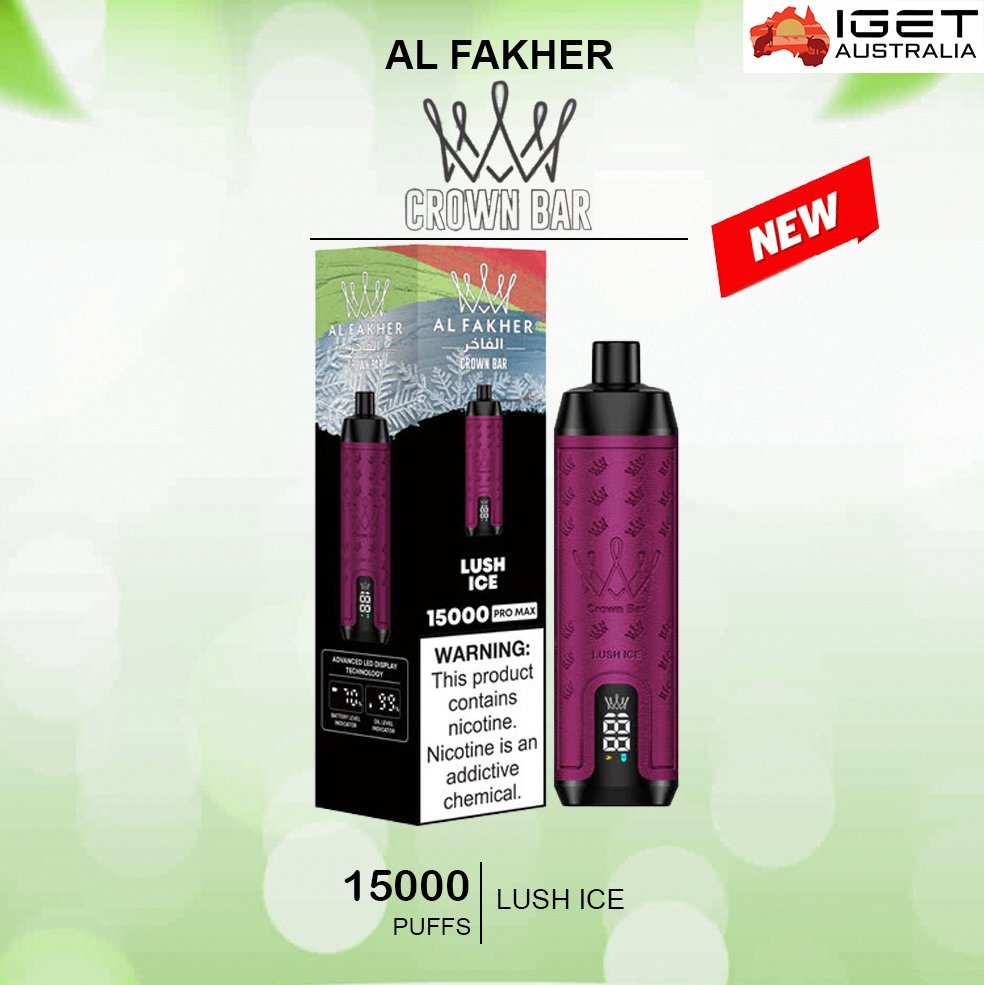 ALFAKHER-CROWN-BAR-LUSH-ICE-160000-PUFFS-1.jpg ALFAKHER CROWN BAR – LUSH ICE- 15000 PUFFS - Image 1