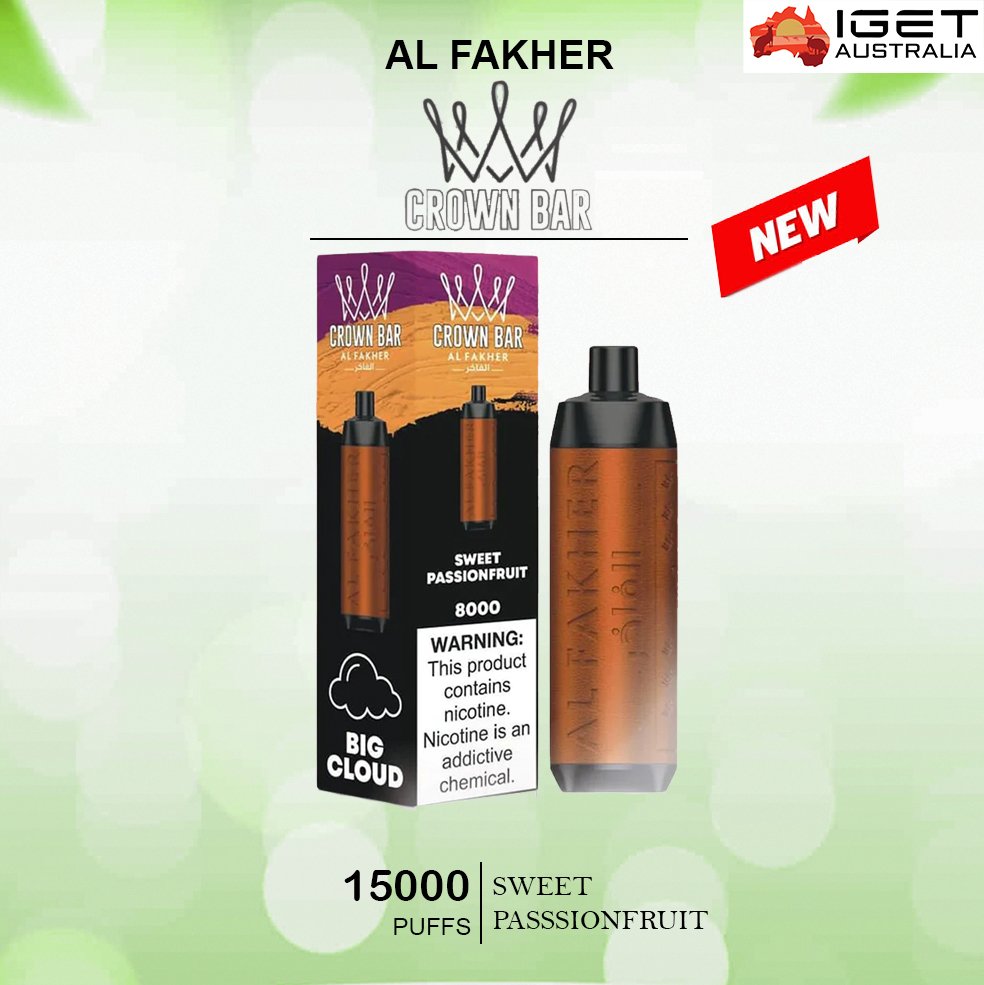 ALFAKHER-CROWN-BAR-SWEET-PASSSIONFRUIT-15000-PUFFS.jpg ALFAKHER CROWN BAR – SWEET PASSSIONFRUIT – 15000 PUFFS - Image 1