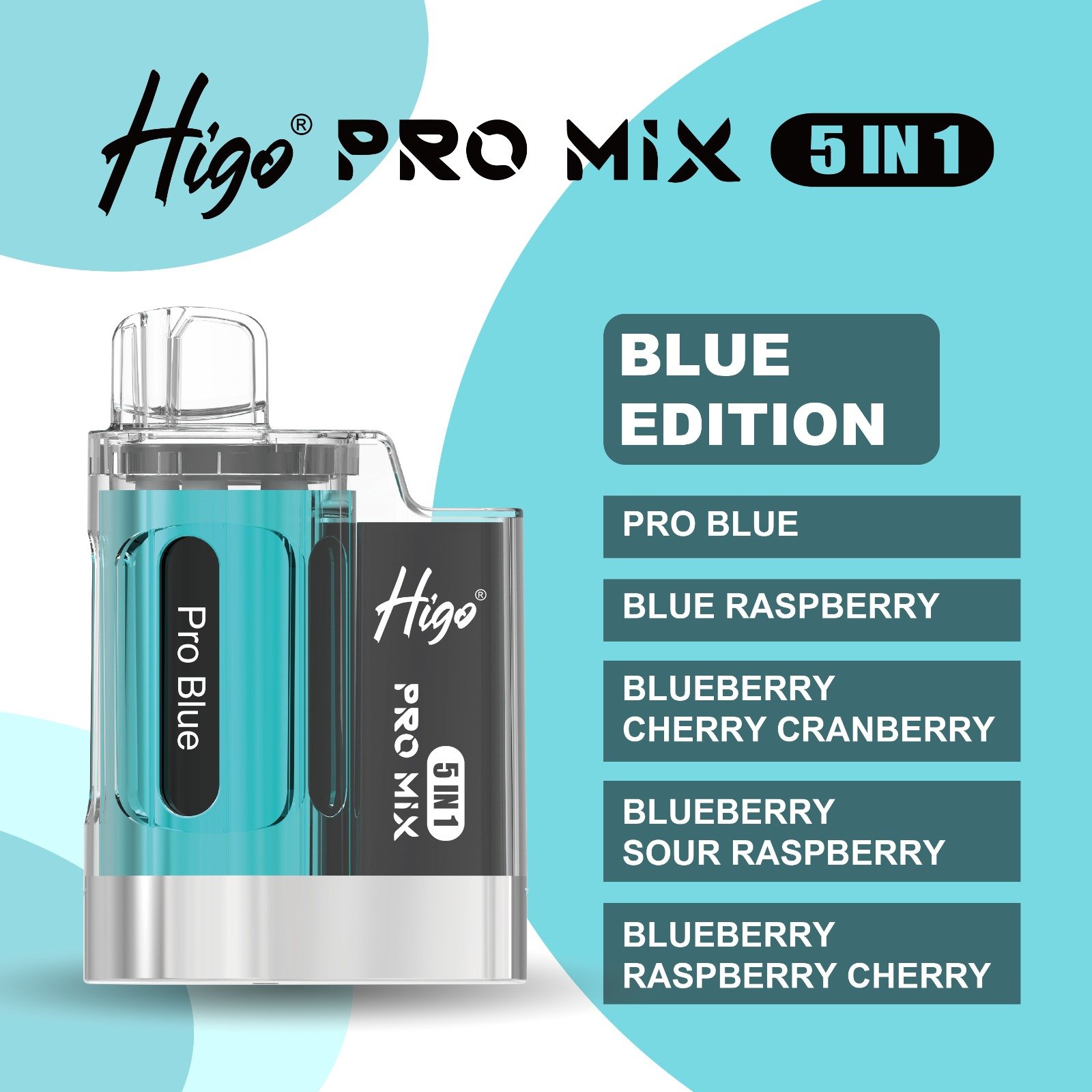 BLUE-EDITION.jpg Higo PRO MIX 5 IN 1 – BLUE EDITION – 6000 PUFFS - Image 1