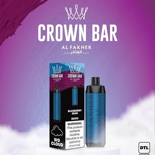 CROWN-BAR-ALFAKHER-BLUEBERRY-BUBBLE-GUM-8000-PUFFS.png ALFAKHER CROWN BAR BLUEBERRY BUBBLE GUM – 8000 PUFFS - Image 1