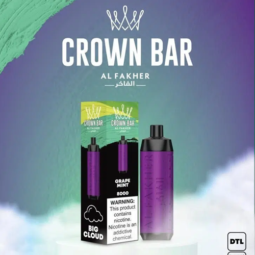 CROWN-BAR-ALFAKHER-GRAPE-MINT8000-PUFFS.png ALFAKHER CROWN BAR- GRAPE MINT – 8000 PUFFS - Image 1