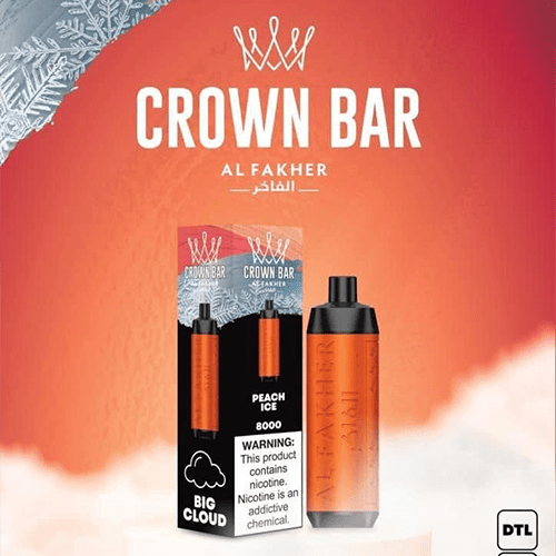 CROWN-BAR-ALFAKHER-PEACH-ICE-8000-PUFFS.png ALFAKHER CROWN BAR PEACH ICE – 8000 PUFFS - Image 1