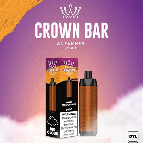 CROWN-BAR-ALFAKHER-SWEET-PASSIONFRUIT-8000-PUFFS.png ALFAKHER CROWN BAR SWEET PASSIONFRUIT – 8000 PUFFS - Image 1