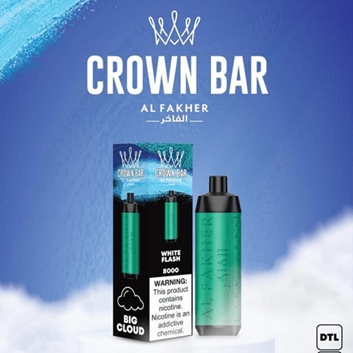 CROWN-BAR-ALFAKHER-WHITE-FLASH-8000-PUFFS.png ALFAKHER CROWN BAR WHITE FLASH – 8000 PUFFS - Image 1