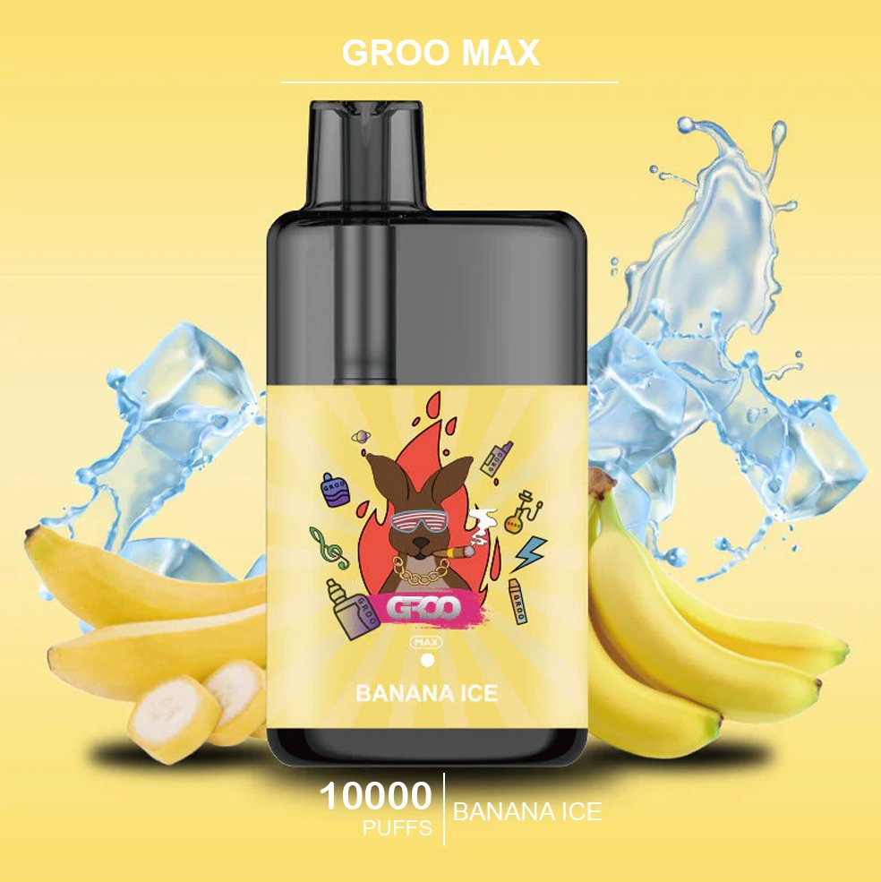 GROO-MAX-BANANA-ICE.jpg GROO MAX – BANANA ICE- 10000 PUFFS - Image 1