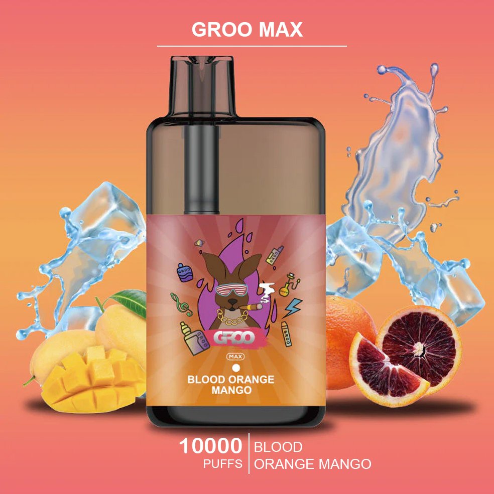 GROO-MAX-BLOOD-ORANGE-MANGO.jpg GROO MAX – BLOOD ORANGE MANGO – 10000 PUFFS - Image 1