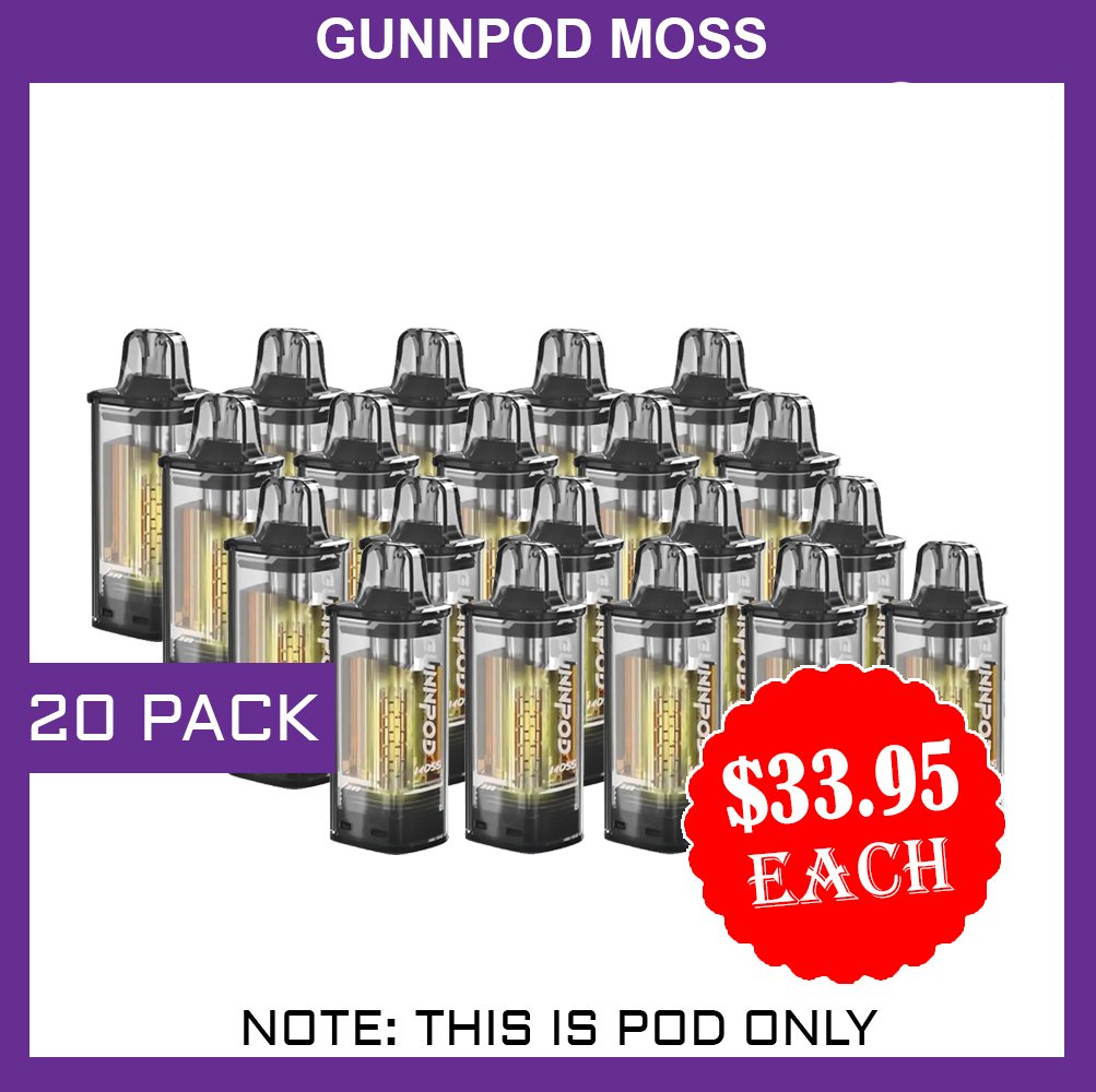 GUNNPOD-MOSS-20-PACKS-1.jpg GUNNPOD MOSS – 20 PACK – 8000 PUFFS – POD ONLY - Image 1