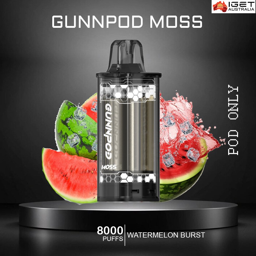 GUNNPOD-MOSS-WATERMELON-BURST-8000-PUFFS-POD-ONLY.jpg GUNNPOD MOSS – WATERMELON BURST – 8000 PUFFS – POD ONLY - Image 1