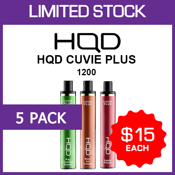 HQD-CUVIE-PLUS-5-1.png HQD CUVIE PLUS – 1200 PUFFS – 5 PACK - Image 1