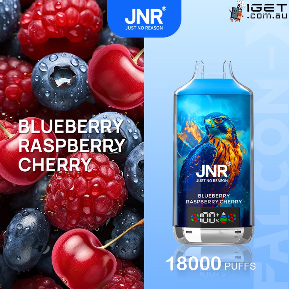 JNR-FALCON-X-BLUEBERRY-RASPBERRY-CHERRY-18000-PUFFS.jpg JNR FALCON -X BLUEBERRY RASPBERRY CHERRY – 18000 PUFFS - Image 1