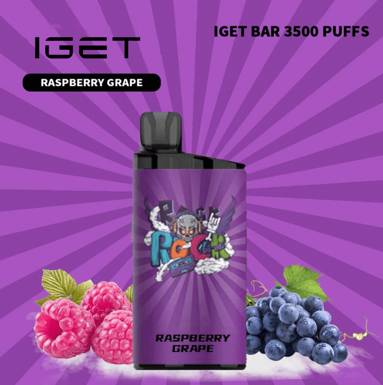 Screen-Shot-2024-04-12-at-12.16.37-pm-min.png IGET BAR RASPBERRY GRAPE – 3500 PUFFS - Image 1