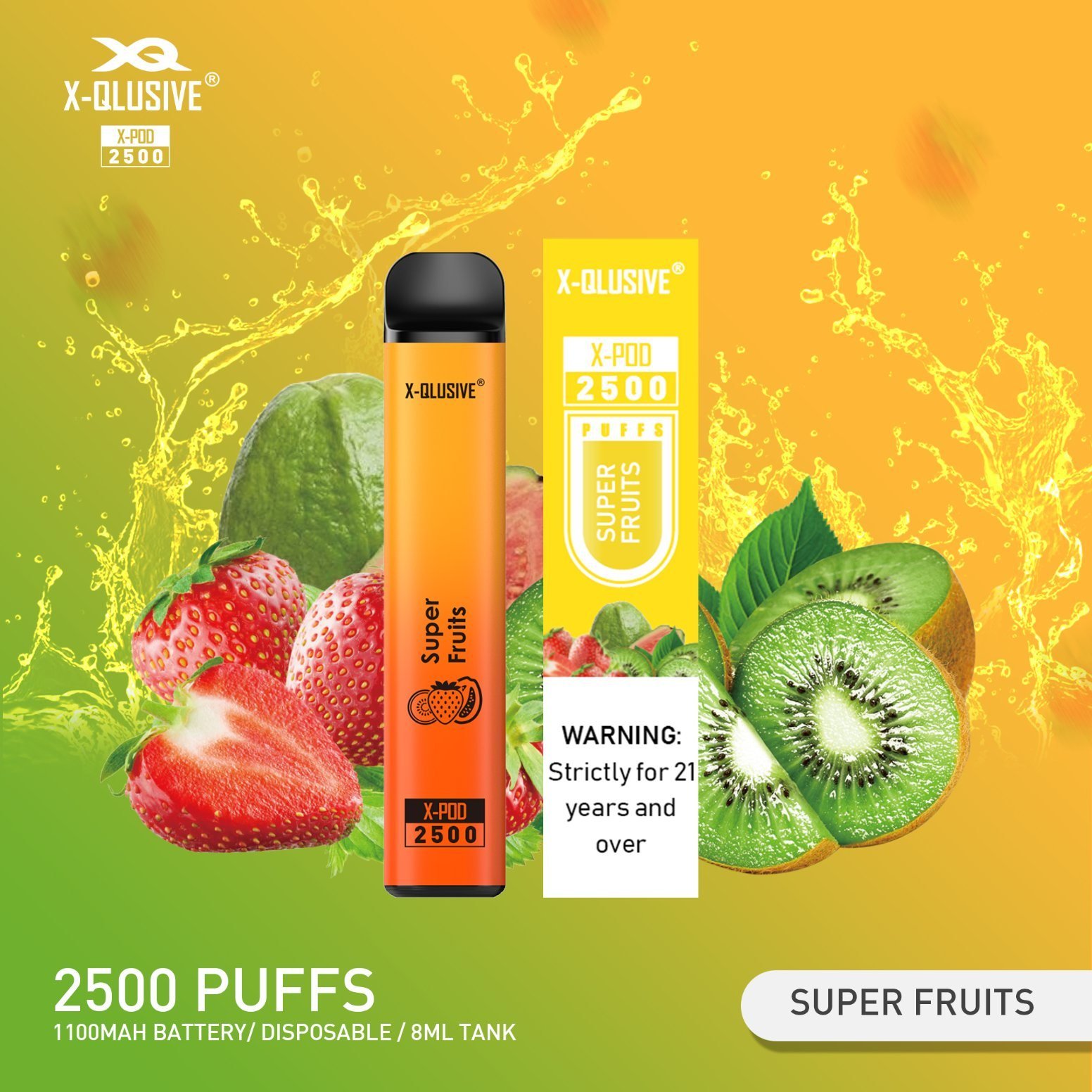 Super-Fruits-Flavors-X-Qlusive-X-Pod-2500-Puffs-1100-mAh-Disposable-Vape.jpeg X-QLUSIVE SUPER FRUITS – 2500 PUFFS (Strawberry Kiwi Pomegranate) - Image 1