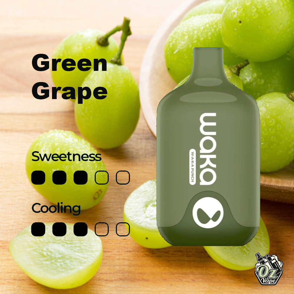 Waka-green-grape-.webp WAKA SMASH GREEN GRAPE – 6000 PUFFS - Image 1