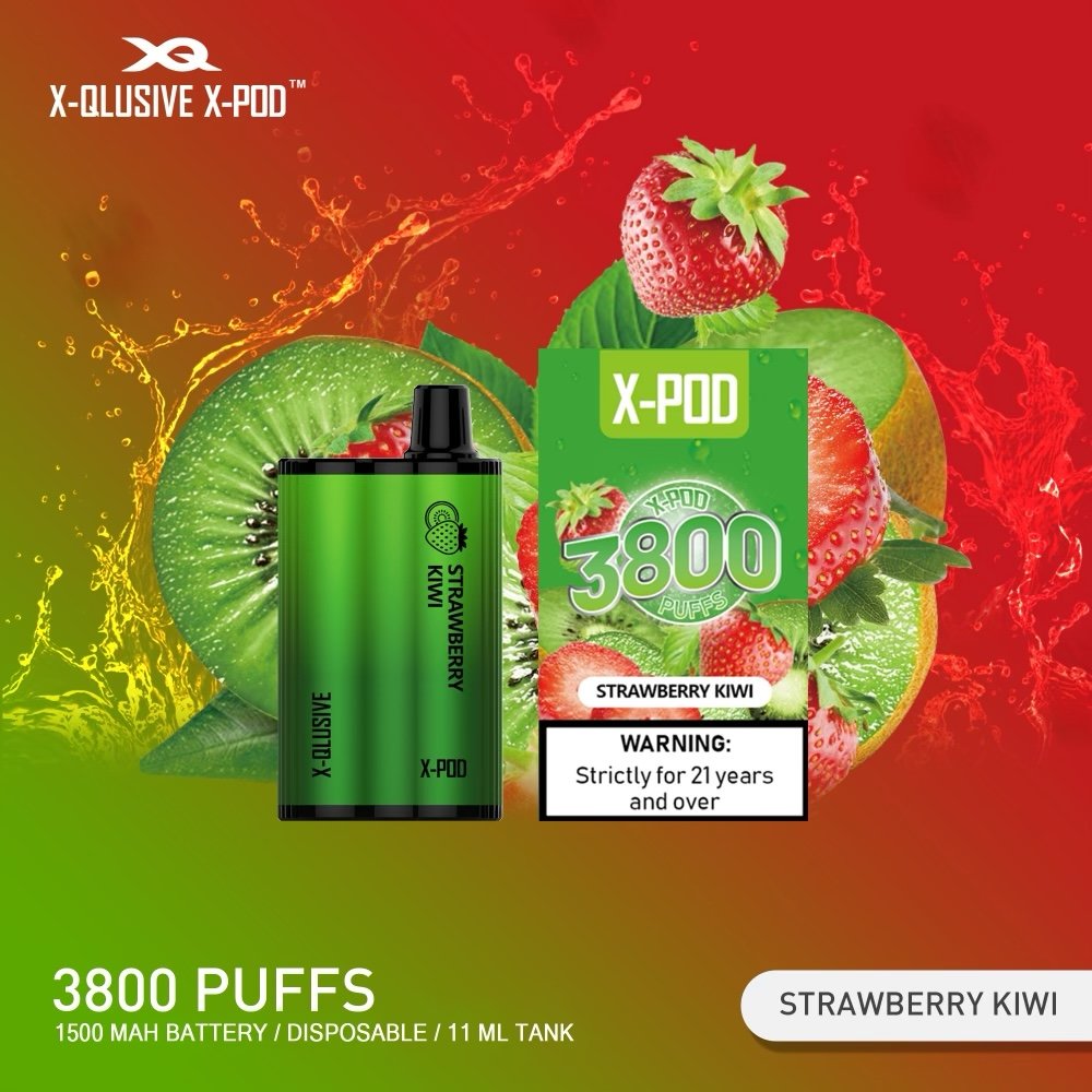 X-QLUSIVE-X-POD-STRAWBERRY-KIWI.jpeg X-QLUSIVE X-POD STRAWBERRY KIWI – 3800 PUFFS - Image 1