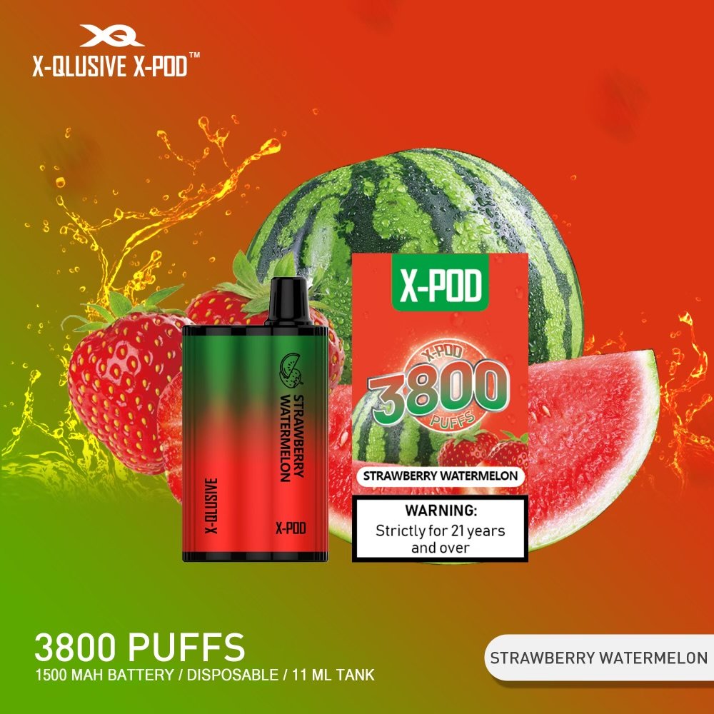 X-QLUSIVE-X-POD-STRAWBERRY-WATERMELON.jpeg X-QLUSIVE X-POD STRAWBERRY WATERMELON – 3800 PUFFS - Image 1