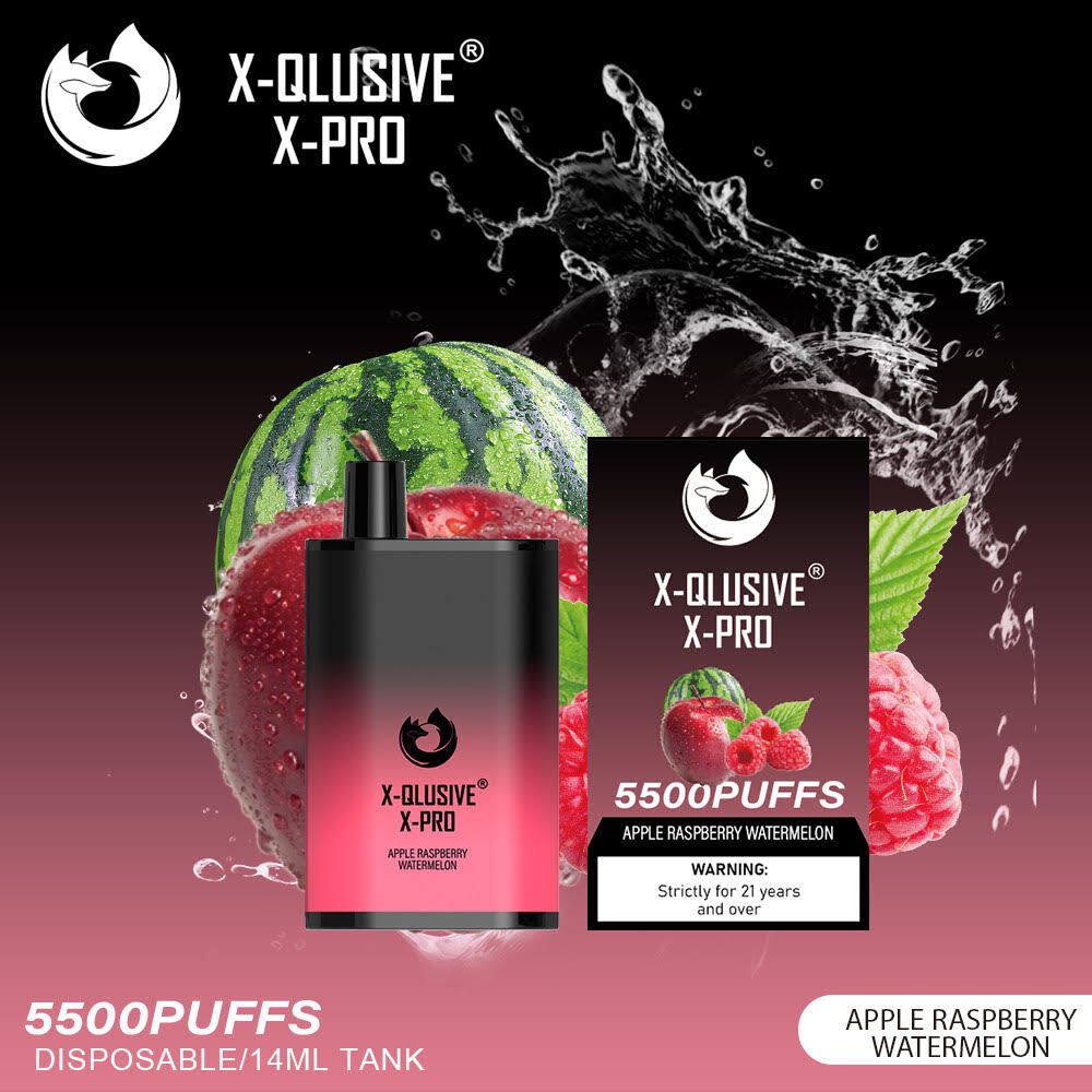 X-QLUSIVE-X-PRO-APPLE-RASPBERRY-WATERMELON-–-5500-PUFFS.jpg X-QLUSIVE X-PRO APPLE RASPBERRY WATERMELON – 5500 PUFFS - Image 1