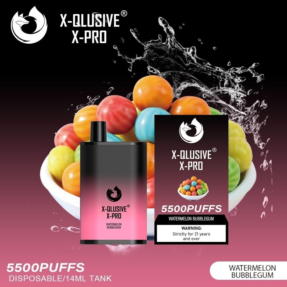 X-QLUSIVE-X-PRO-WATERMELON-BUBBLEGUM-–-5500-PUFFS.jpg X-QLUSIVE X-PRO WATERMELON BUBBLEGUM – 5500 PUFFS - Image 1