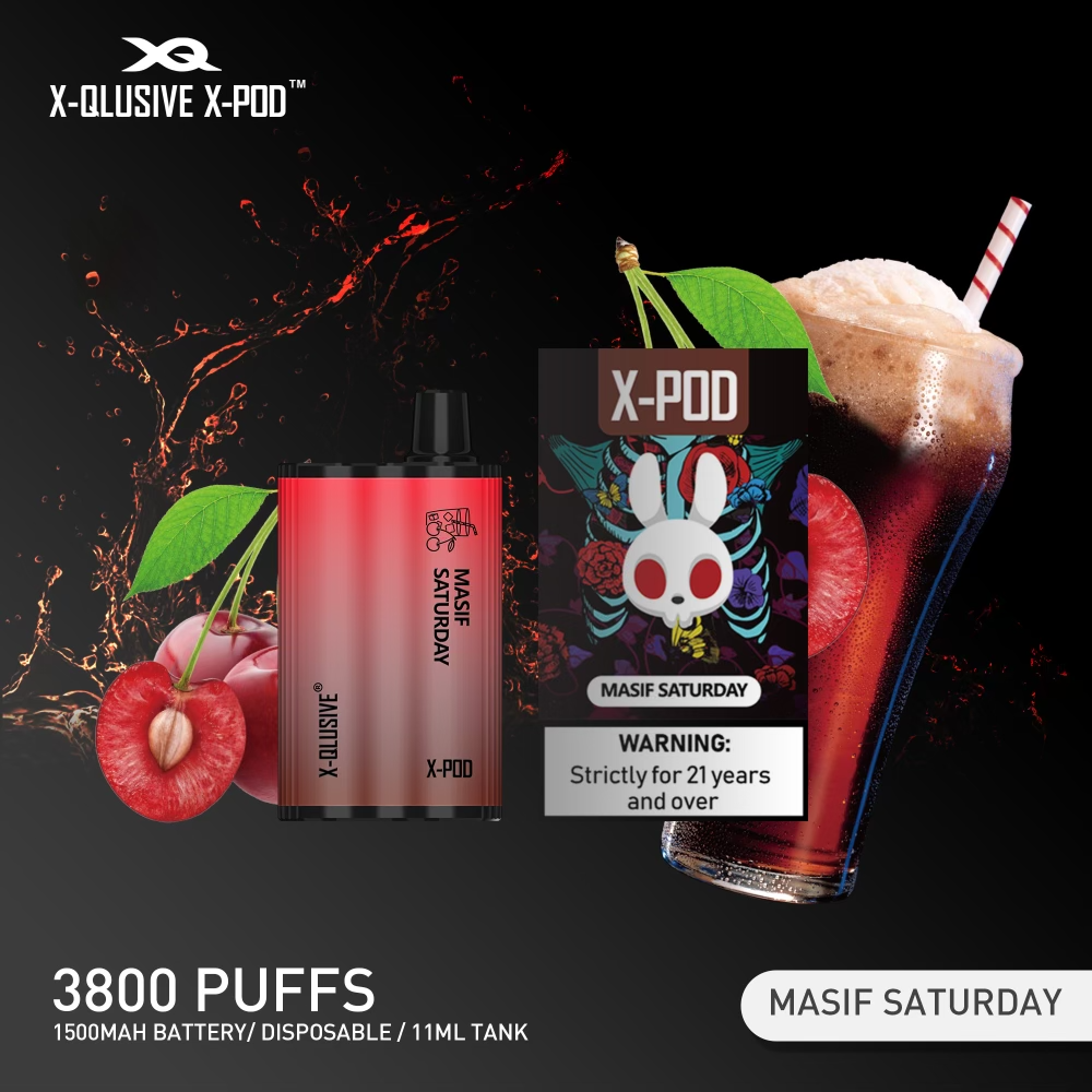XPOD-XQLUSIVE-MASIF-SATURDAY.png X-QLUSIVE X-POD MASIF SATURDAY (Cherry Cola Ice) – 3800 PUFFS - Image 1