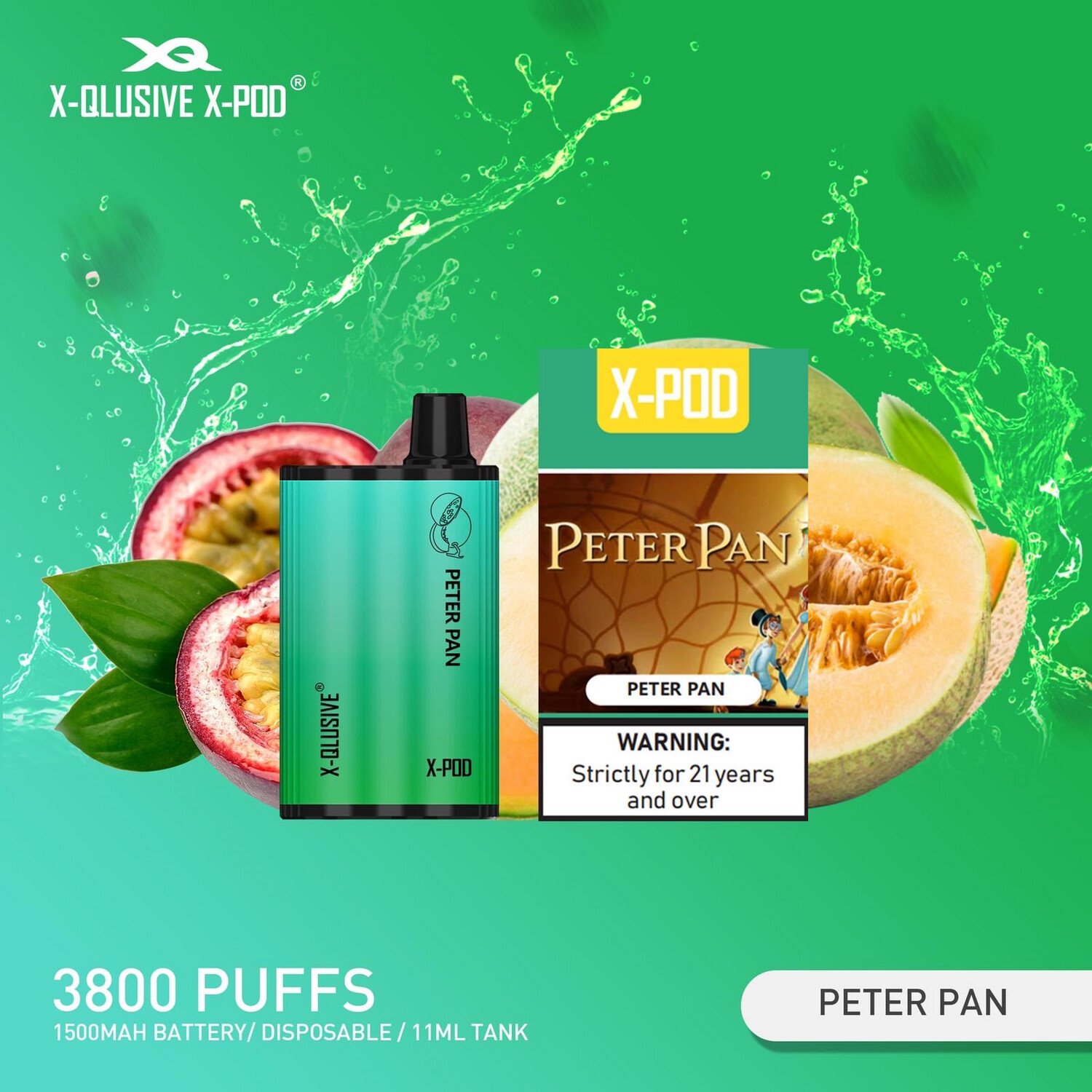 XQLUSIVE-XPOD-PETERPAN.jpg X-QLUSIVE X-POD PETER PAN ICE – 3800 PUFFS - Image 1