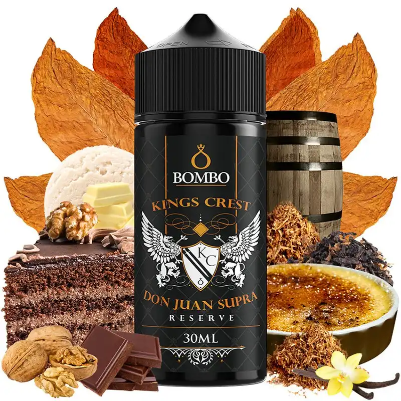 aroma-don-juan-supra-reserve-30ml120-longfill-kings-crest-bombo.webp Don Juan Supra Reserve 30ml/120 Longfill – Kings Crest + Base 70ml 100% VG - Image 1