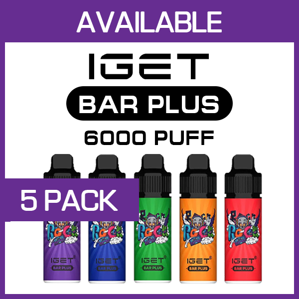 bar-packs5.png IGET BAR PLUS KIT – 6000 PUFFS – 5 PACK - Image 1