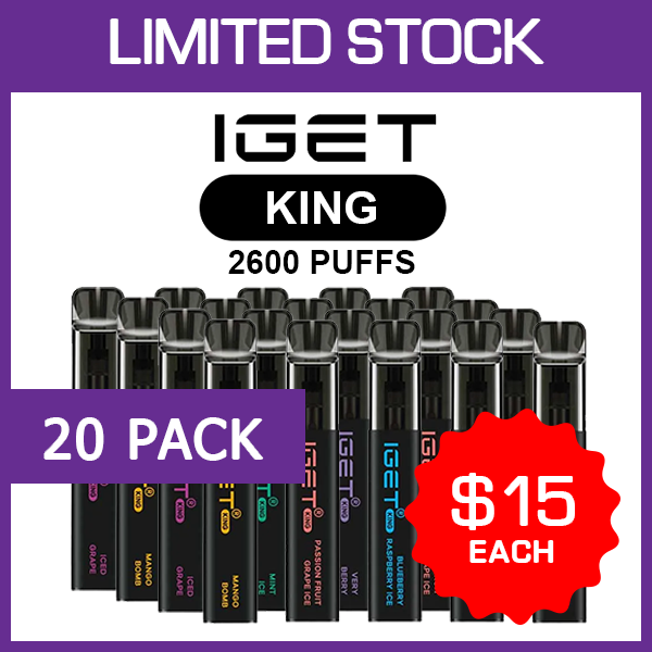 king-pack-20.png IGET KING – 2600 PUFFS – 20 PACK - Image 1