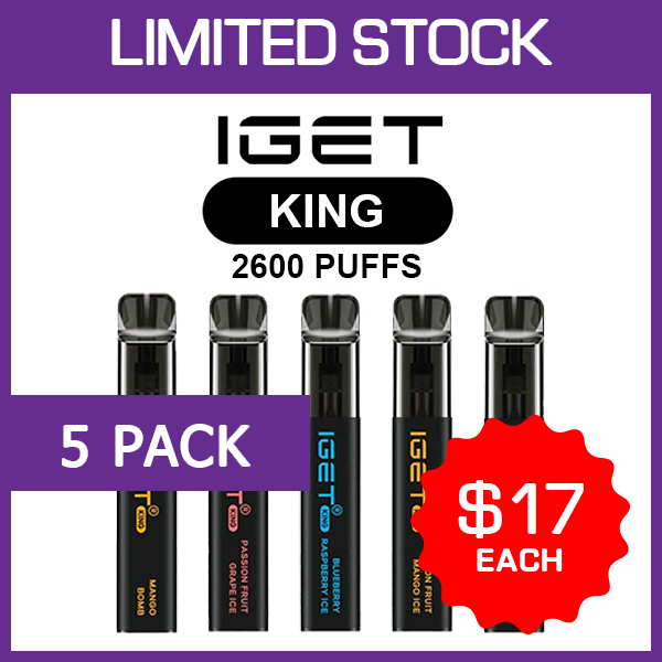 king-pack-5.png IGET KING – 2600 PUFFS – 5 PACK - Image 1