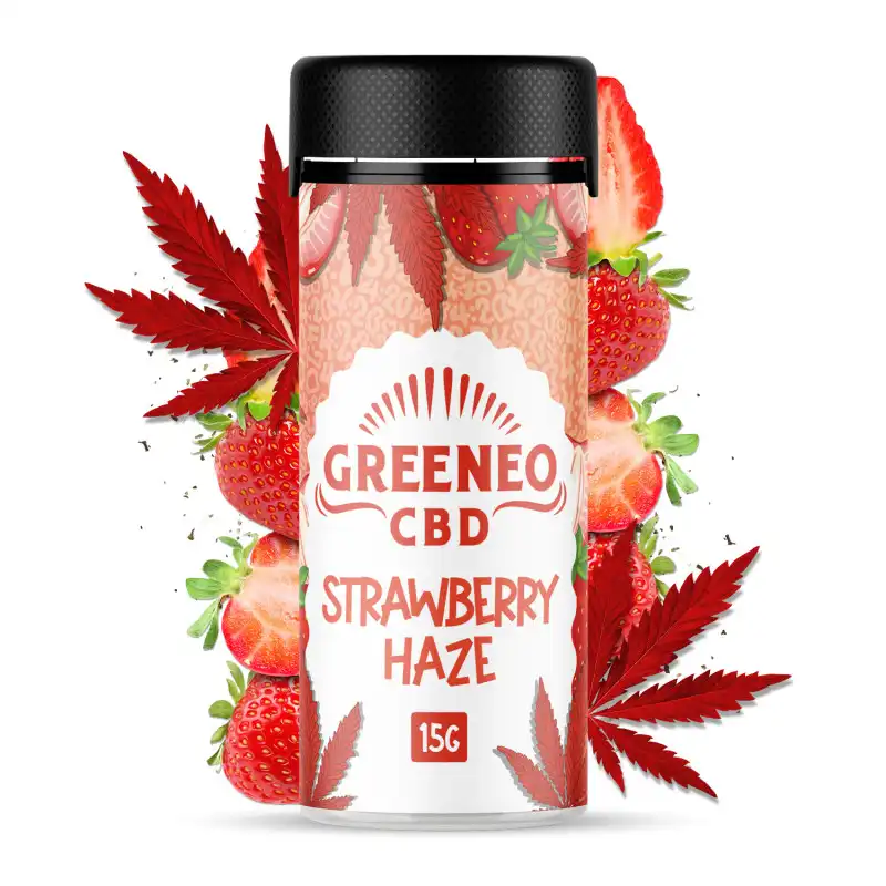 strawberry-haze-fleur-cbd-b2b.webp Flores CBD Strawberry Haze 15gr – Greeneo - Image 1